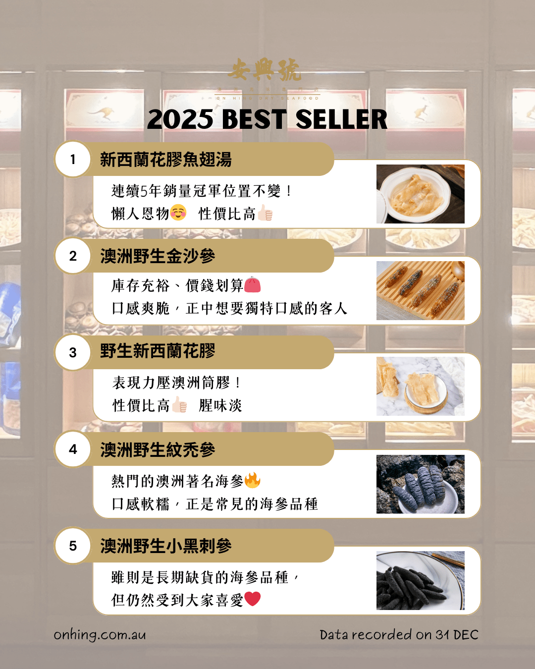 2025 安興號 海味銷量榜 - On Hing Dry Seafood