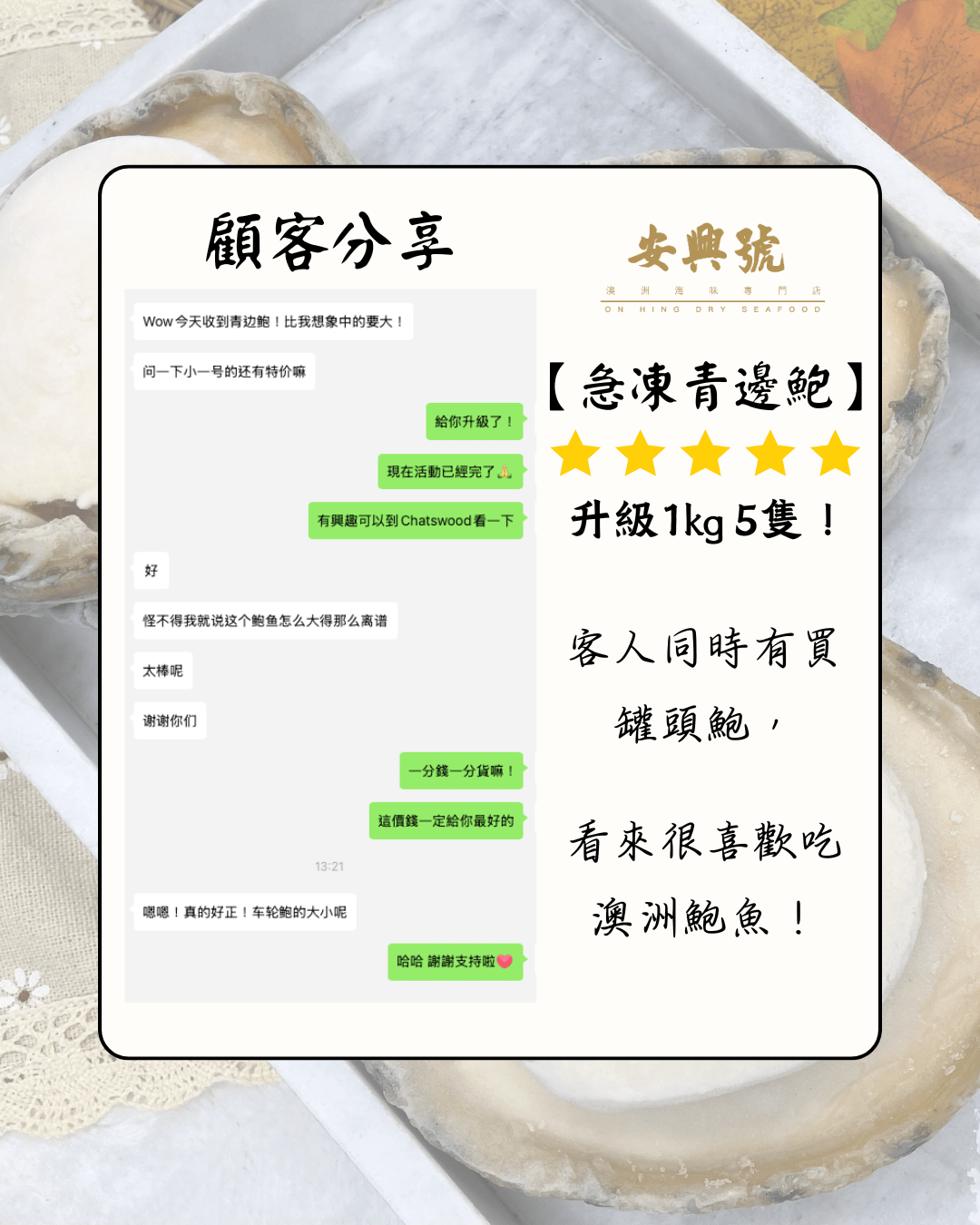 急凍青邊鮑 - 超大隻!! - On Hing Dry Seafood