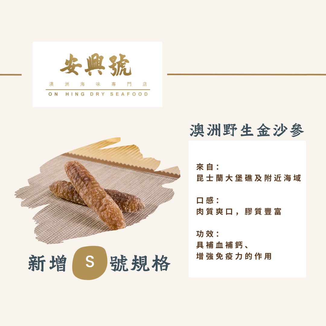 澳洲野生金沙參 - 新增S號規格 - On Hing Dry Seafood